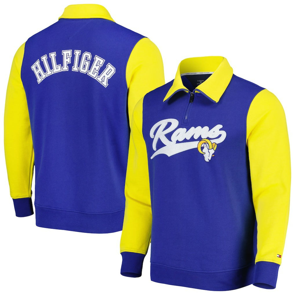Los Angeles Rams Tommy Hilfiger Aiden Quarter-Zip Sweatshirt Royal/Gold - NFL