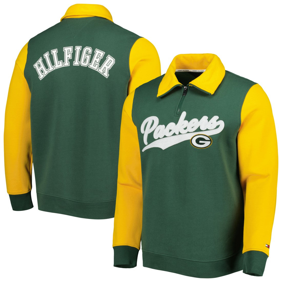 Green Bay Packers Tommy Hilfiger Aiden Quarter-Zip Sweatshirt Green/Gold - NFL