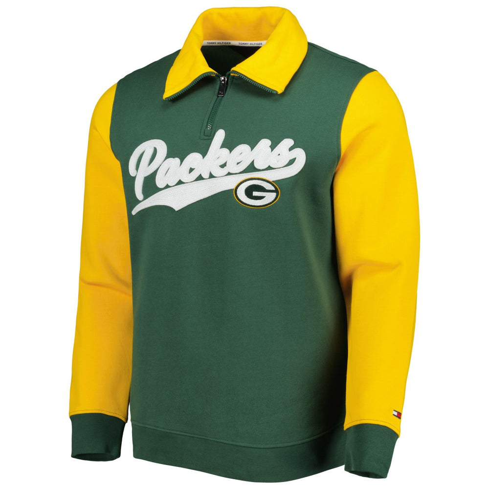 Green Bay Packers Tommy Hilfiger Aiden Quarter-Zip Sweatshirt Green/Gold - NFL