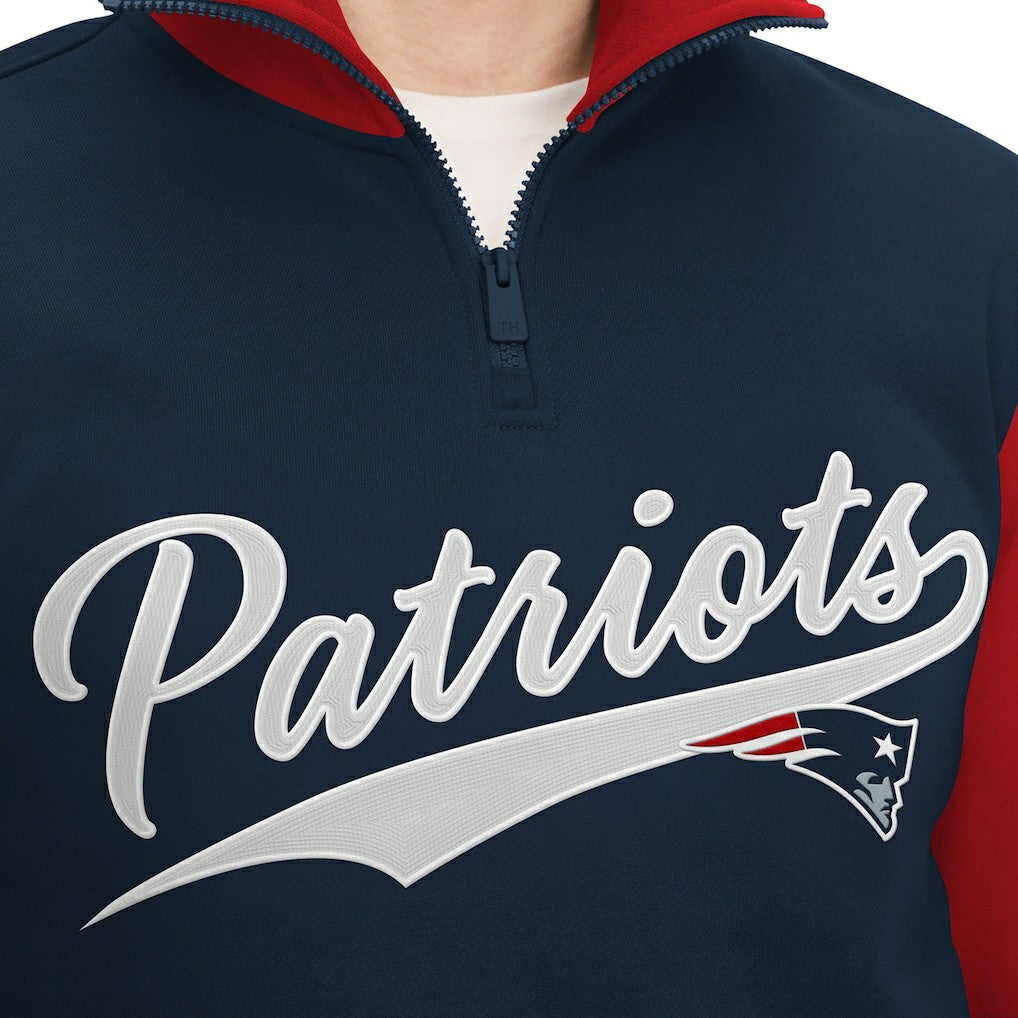 New England Patriots Tommy Hilfiger Aiden Quarter-Zip Sweatshirt Navy/Red - NFL