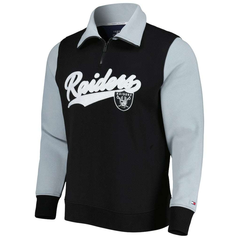 Las Vegas Raiders Tommy Hilfiger Aiden Quarter-Zip Sweatshirt Black/Silver - NFL