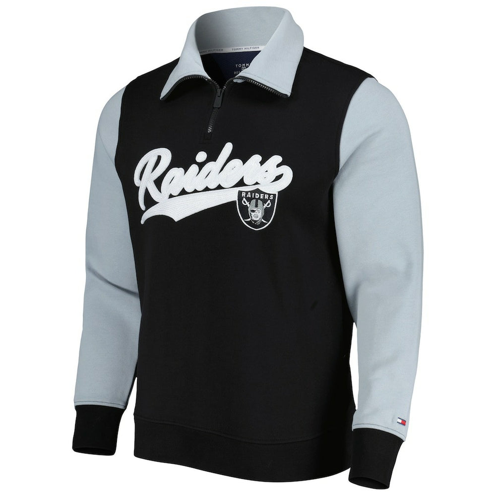 Las Vegas Raiders Tommy Hilfiger Aiden Quarter-Zip Sweatshirt Black/Silver - NFL