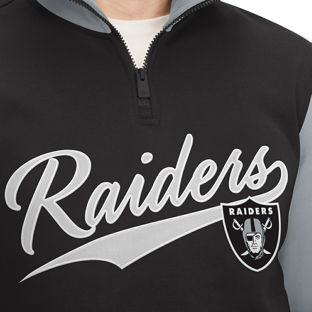 Las Vegas Raiders Tommy Hilfiger Aiden Quarter-Zip Sweatshirt Black/Silver - NFL