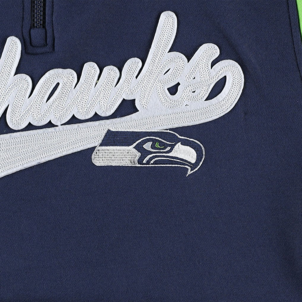 Seattle Seahawks Tommy Hilfiger Aiden Quarter-Zip Sweatshirt College Navy/Neon Green - NFL