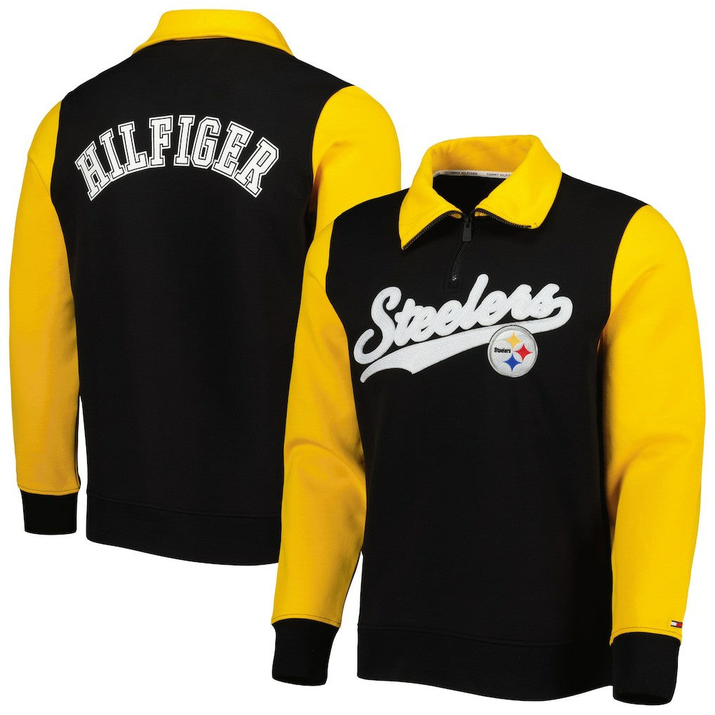 Pittsburgh Steelers Tommy Hilfiger Aiden Quarter-Zip Sweatshirt Black/Gold - NFL