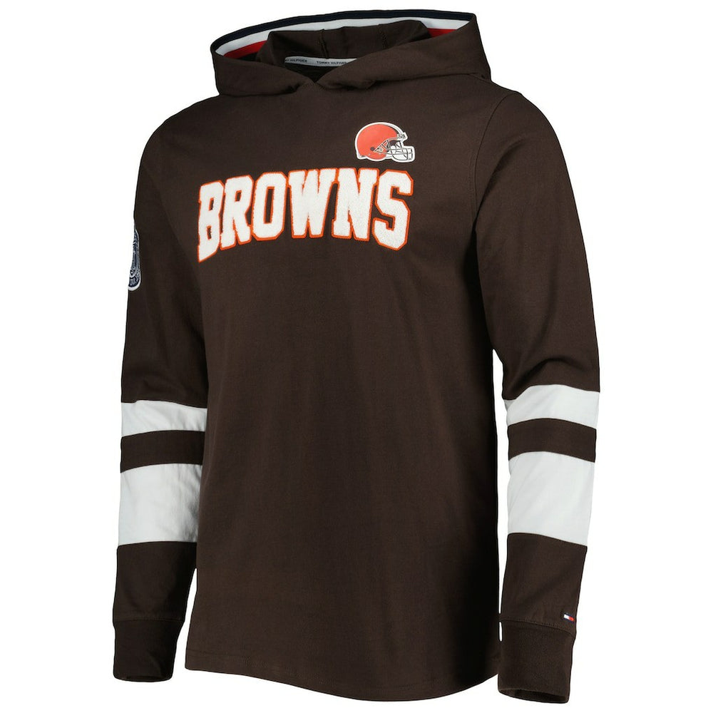Cleveland Browns Tommy Hilfiger Alex Long Sleeve Hoodie T-Shirt Brown/White - NFL