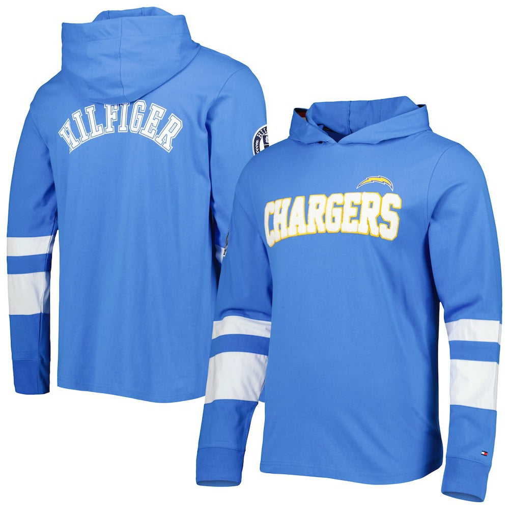 Los Angeles Chargers Tommy Hilfiger Alex Long Sleeve Hoodie T-Shirt Powder Blue/White - NFL