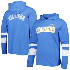 Los Angeles Chargers Tommy Hilfiger Alex Long Sleeve Hoodie T-Shirt Powder Blue/White - NFL