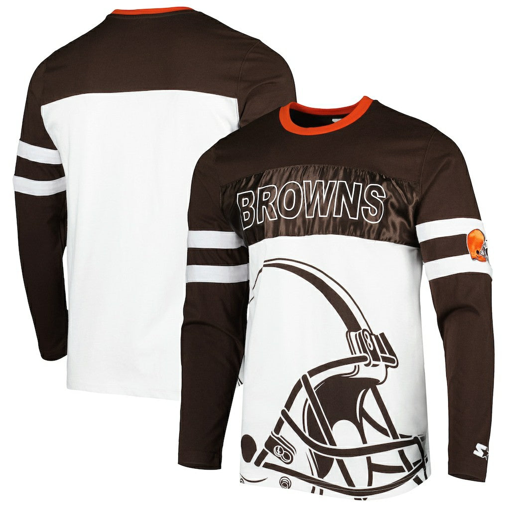 Cleveland Browns Starter Halftime Long Sleeve T-Shirt Brown/White - NFL