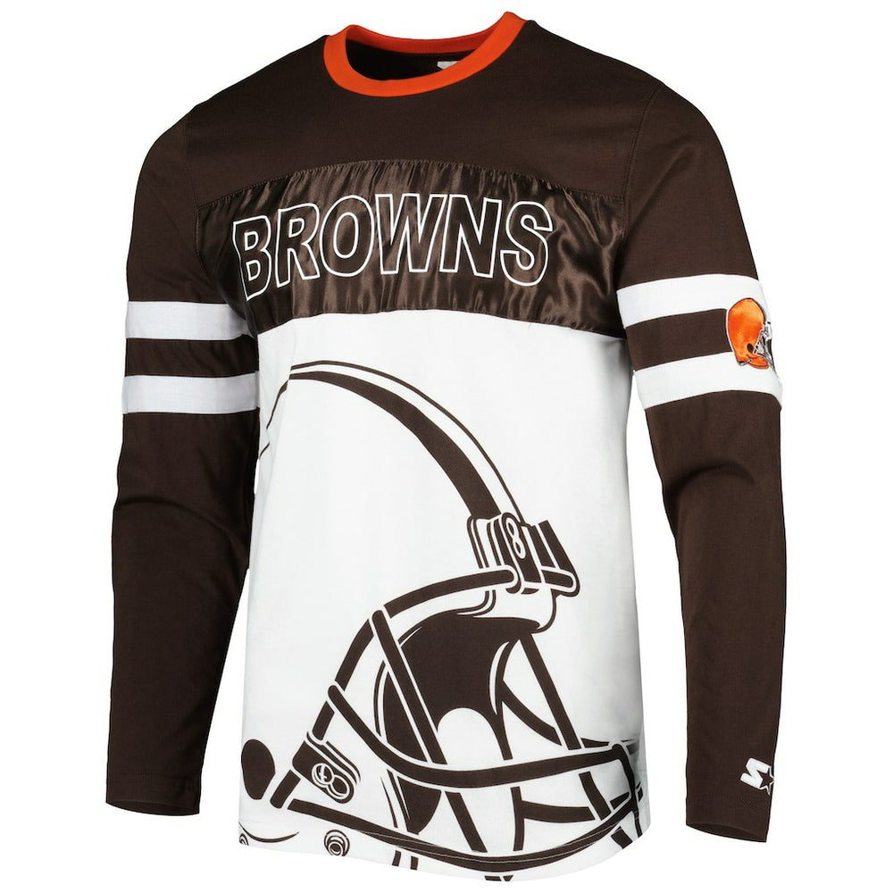 Cleveland Browns Starter Halftime Long Sleeve T-Shirt Brown/White - NFL