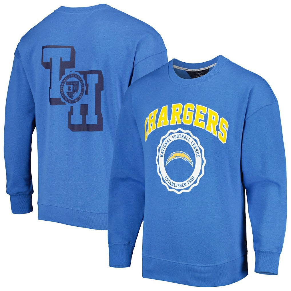 Los Angeles Chargers Tommy Hilfiger Ronald Crew Sweatshirt Powder Blue - NFL