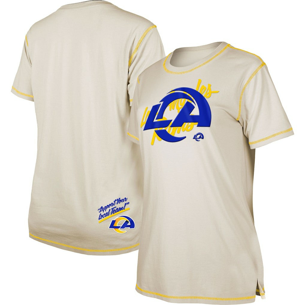 Los Angeles Rams New Era Women's Split T-Shirt Cream - NFL
