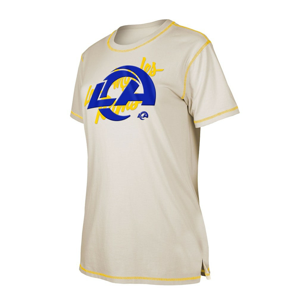 Los Angeles Rams New Era Women's Split T-Shirt Cream - NFL