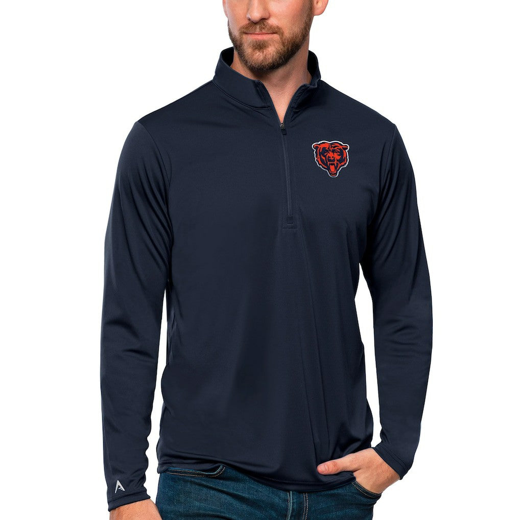 Chicago Bears Antigua Tribute Quarter-Zip Lightweight Pullover Top Navy - NFL