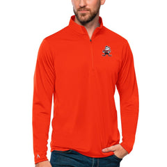 Cleveland Browns Antigua Tribute Quarter-Zip Lightweight Pullover Top Orange - NFL