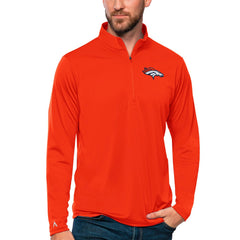Denver Broncos Antigua Tribute Quarter-Zip Lightweight Pullover Top Orange - NFL