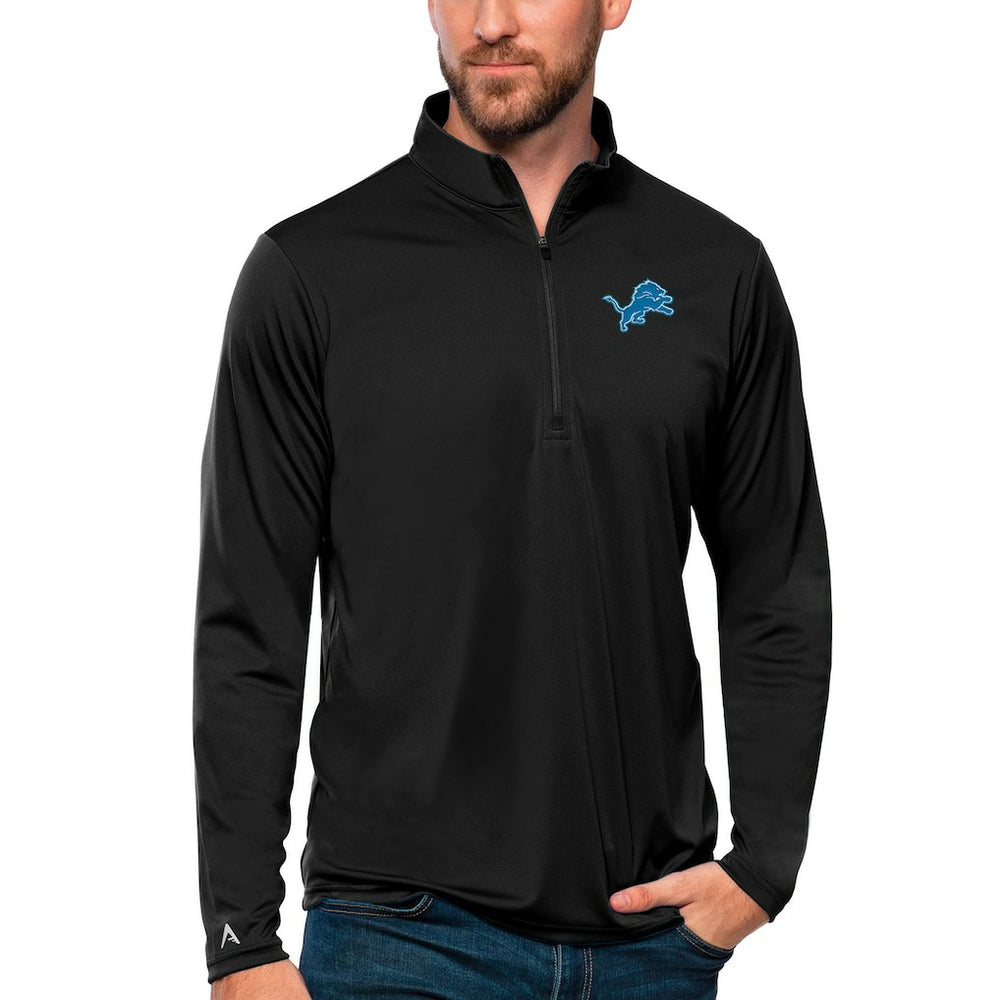 Detroit Lions Antigua Tribute Quarter-Zip Lightweight Pullover Top Black - NFL
