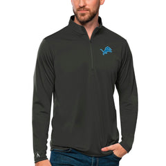 Detroit Lions Antigua Tribute Quarter-Zip Lightweight Pullover Top Charcoal - NFL