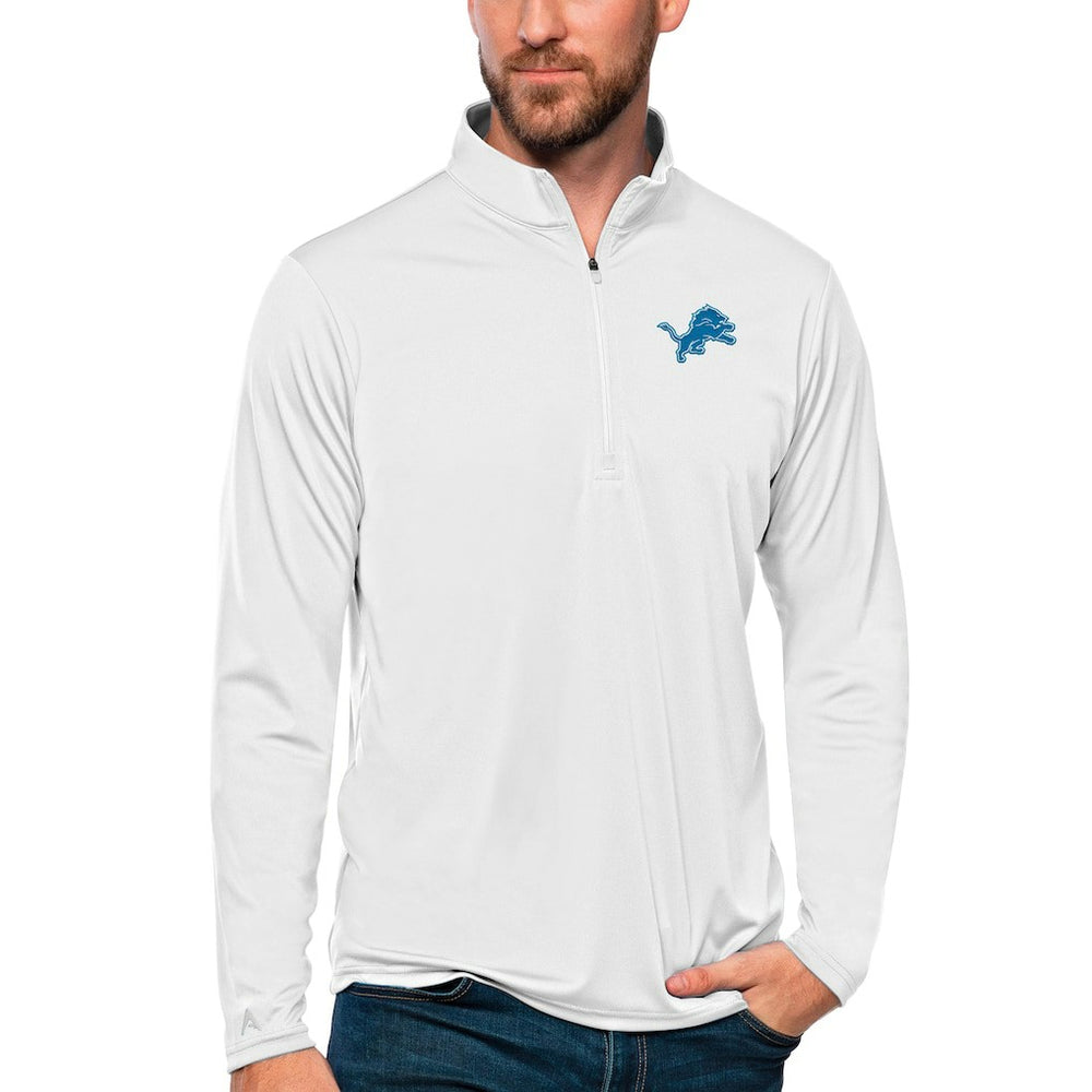 Detroit Lions Antigua Tribute Quarter-Zip Lightweight Pullover Top White - NFL