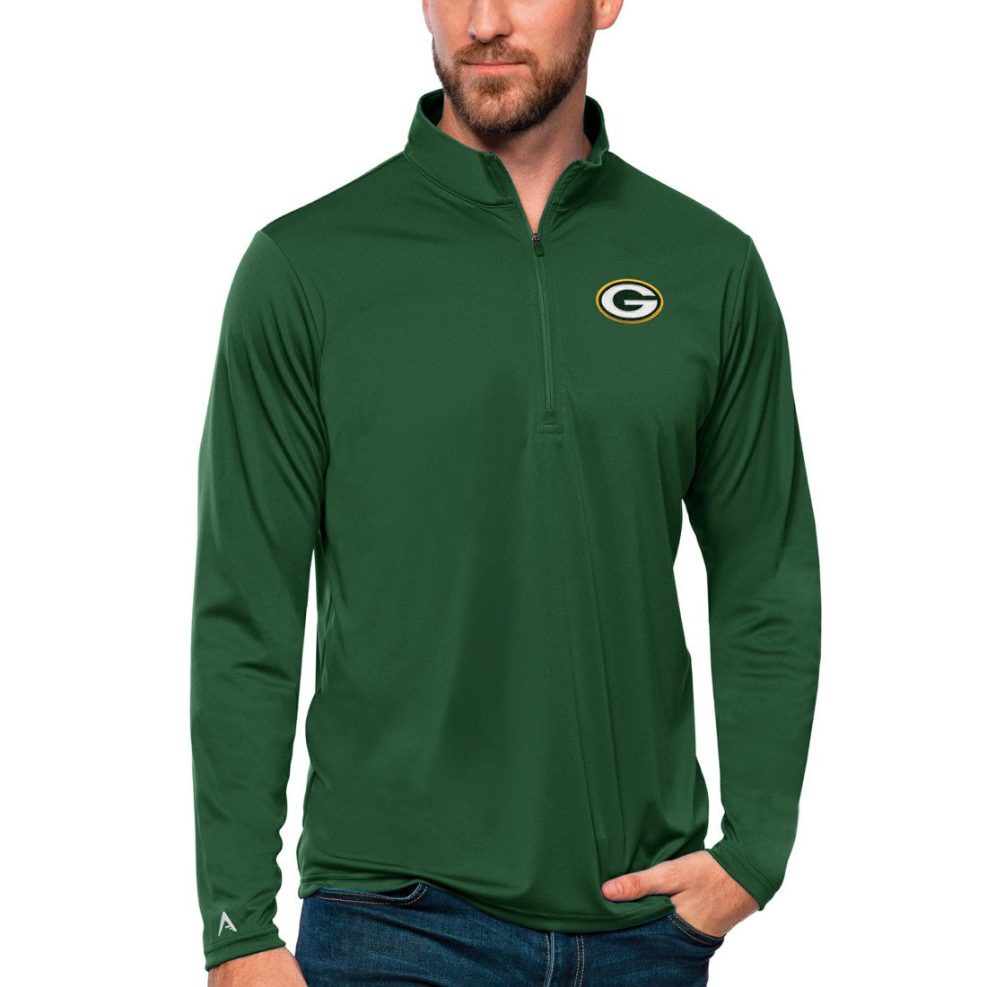 Green Bay Packers Antigua Tribute Quarter-Zip Lightweight Pullover Top Green - NFL