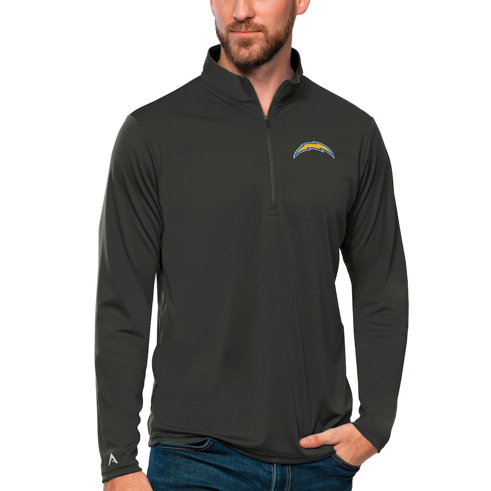 Los Angeles Chargers Antigua Tribute Quarter-Zip Lightweight Pullover Top Charcoal - NFL