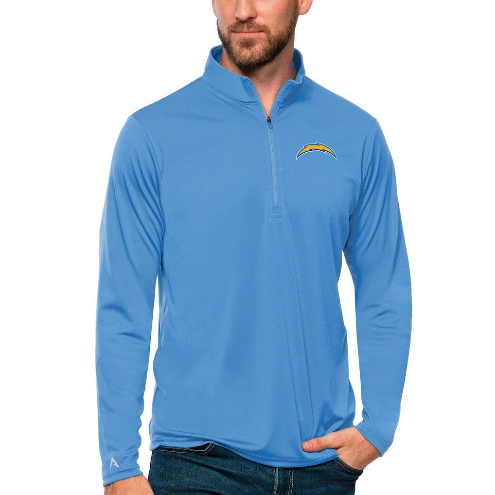 Los Angeles Chargers Antigua Tribute Quarter-Zip Lightweight Pullover Top Powder Blue - NFL