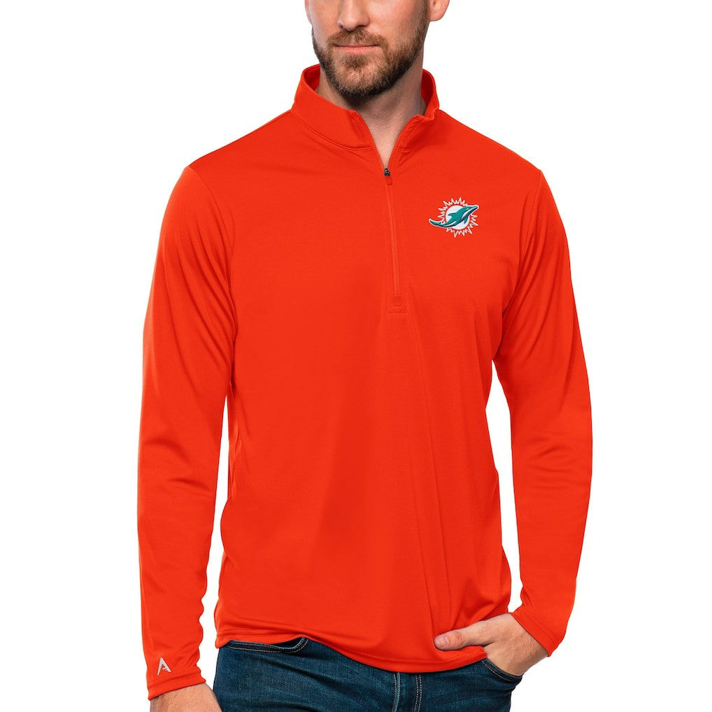 Miami Dolphins Antigua Tribute Quarter-Zip Lightweight Pullover Top Orange - NFL