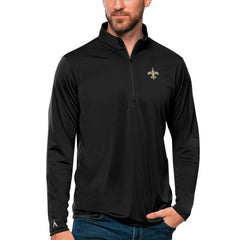 New Orleans Saints Antigua Tribute Quarter-Zip Lightweight Pullover Top Black - NFL