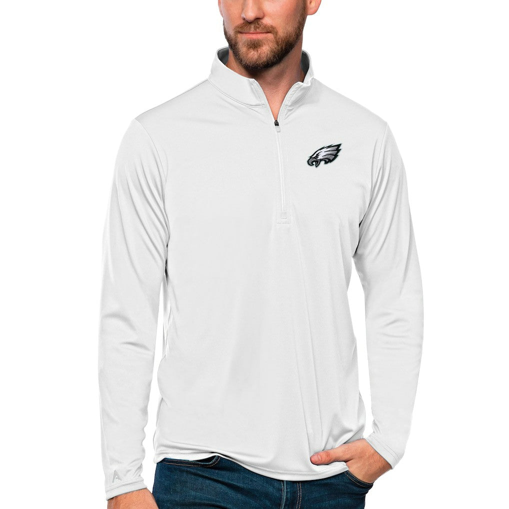 Philadelphia Eagles Antigua Tribute Quarter-Zip Lightweight Pullover Top White - NFL