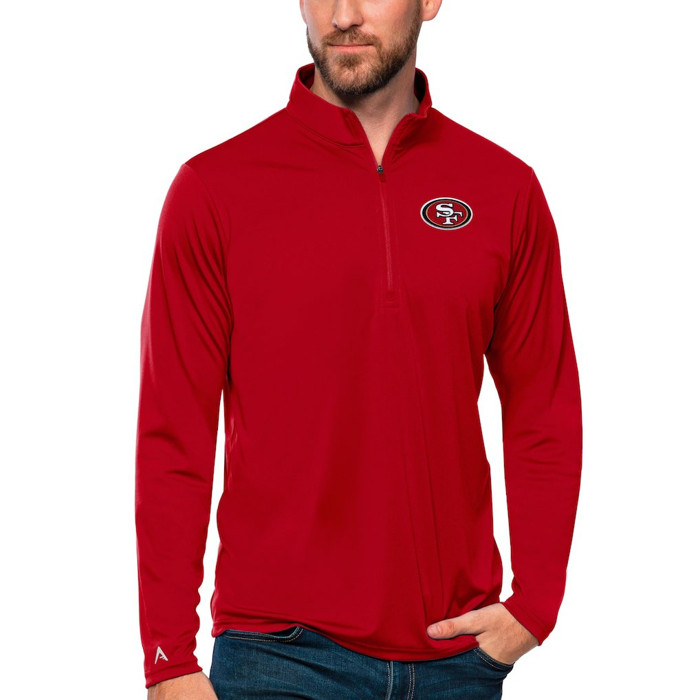 San Francisco 49ers Antigua Tribute Quarter-Zip Lightweight Pullover Top Scarlet - NFL