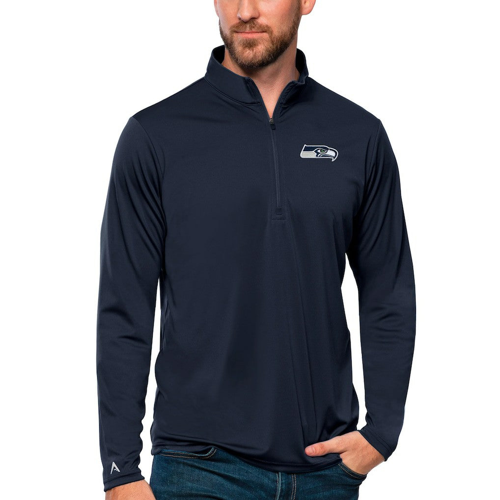 Seattle Seahawks Antigua Tribute Quarter-Zip Lightweight Pullover Top College Navy - NFL