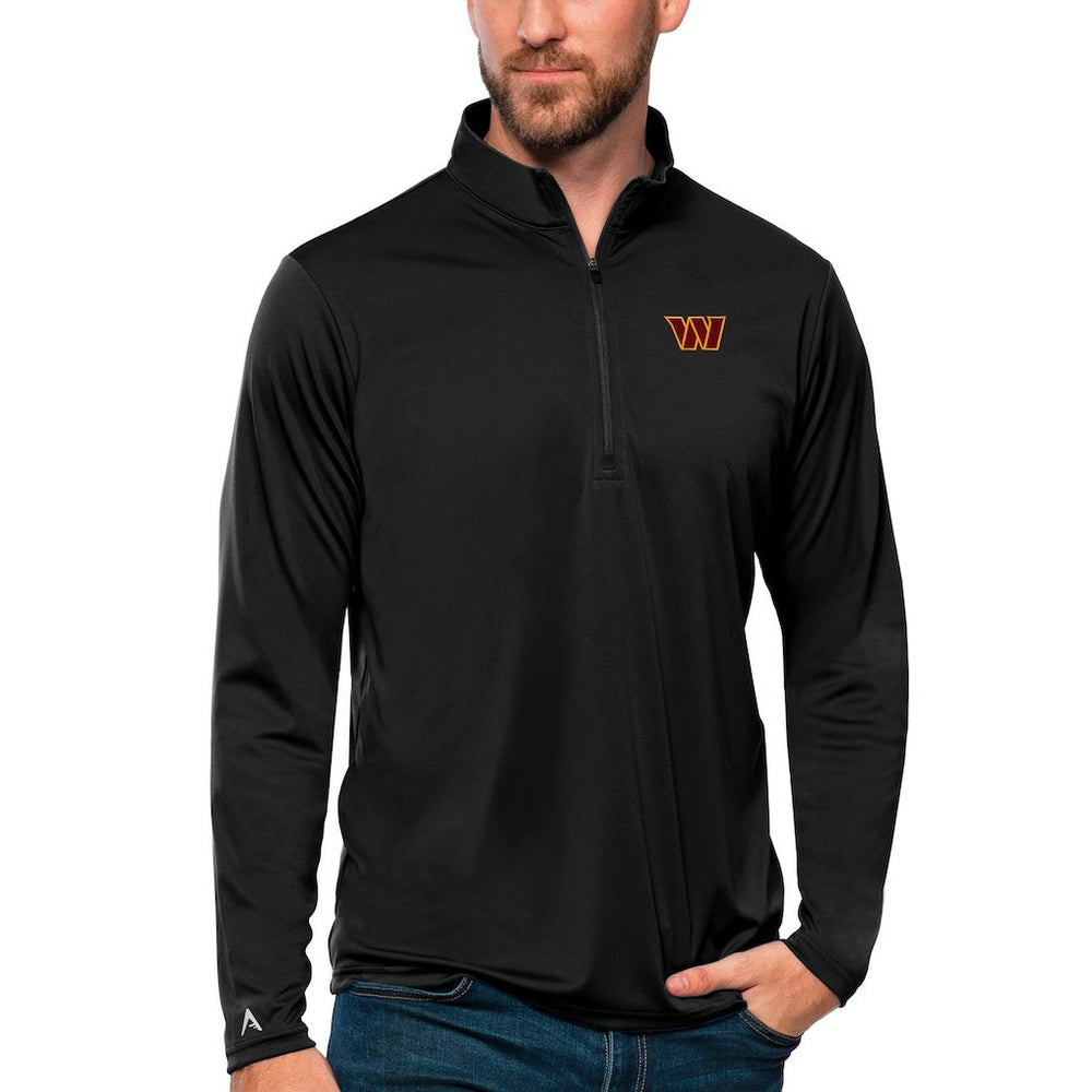 Washington Commanders Antigua Tribute Quarter-Zip Lightweight Pullover Top Black - NFL