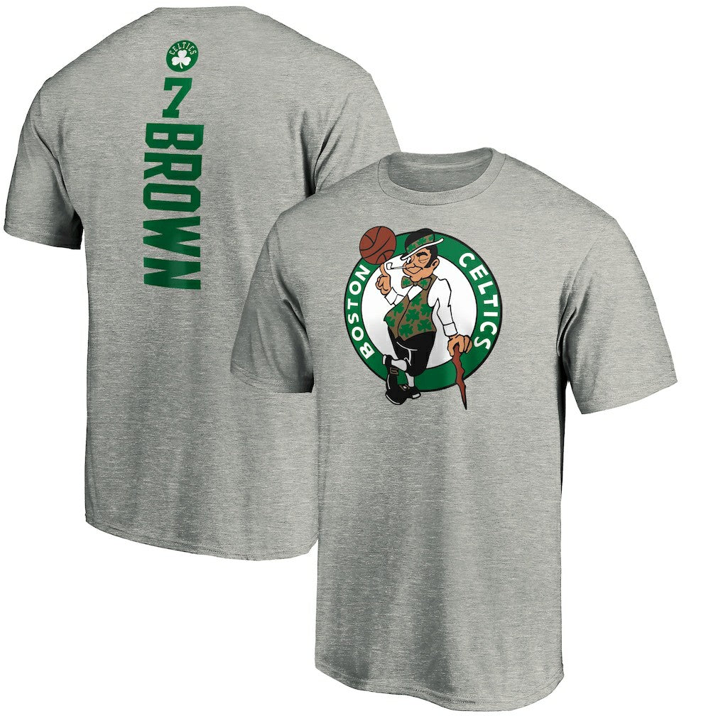 NBA - Jaylen Brown Boston Celtics Playmaker Name & Number T-Shirt - Heathered Gray