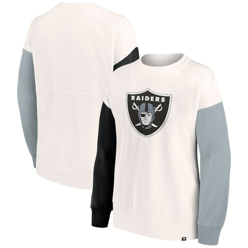 Las Vegas Raiders Women's Colorblock Primary Logo Pullover Sweatshirt White - Fanatics