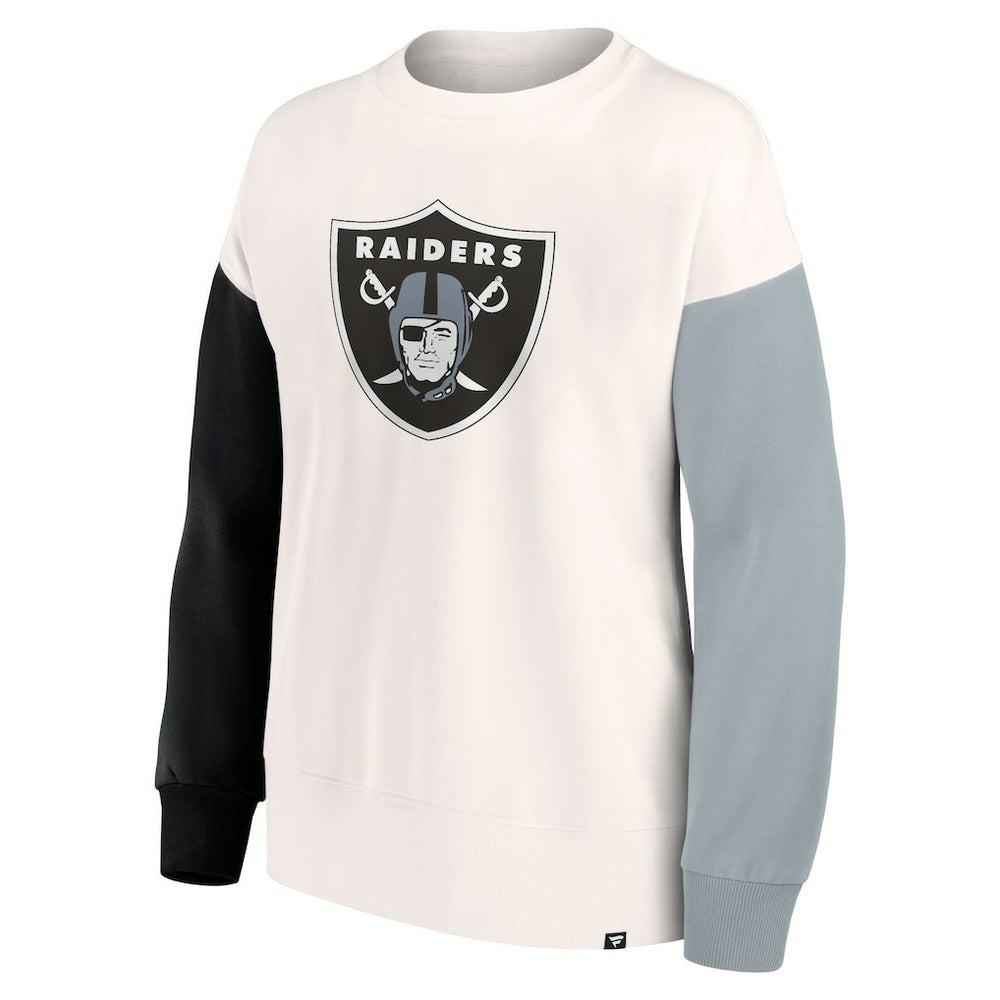 Las Vegas Raiders Women's Colorblock Primary Logo Pullover Sweatshirt White - Fanatics