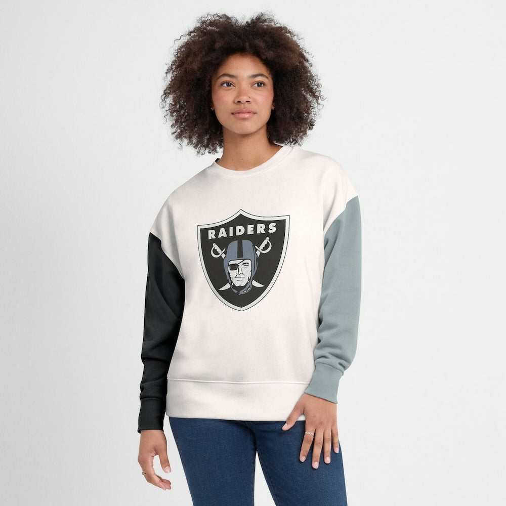 Las Vegas Raiders Women's Colorblock Primary Logo Pullover Sweatshirt White - Fanatics