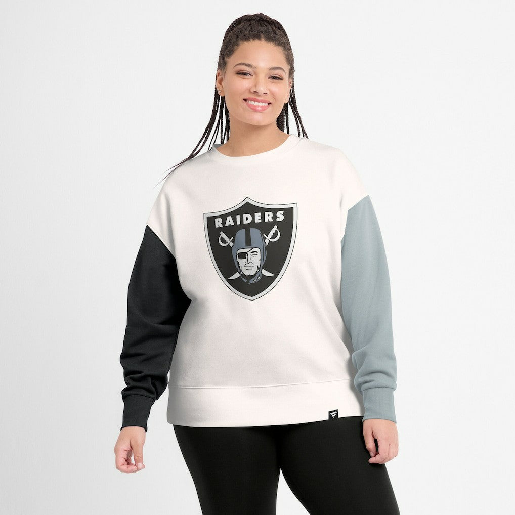 Las Vegas Raiders Women's Colorblock Primary Logo Pullover Sweatshirt White - Fanatics