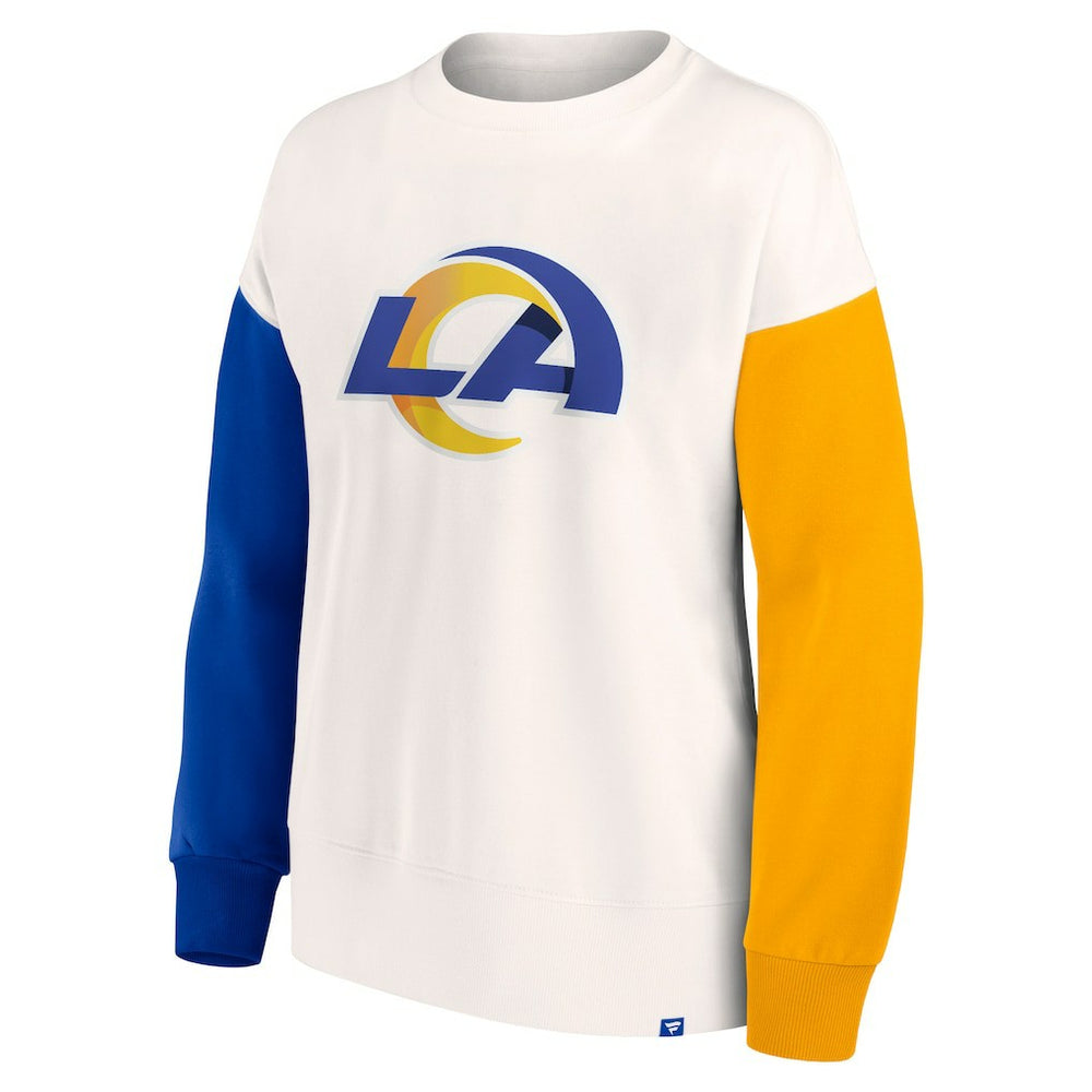 Los Angeles Rams Women's Colorblock Primary Logo Pullover Sweatshirt White - Fanatics