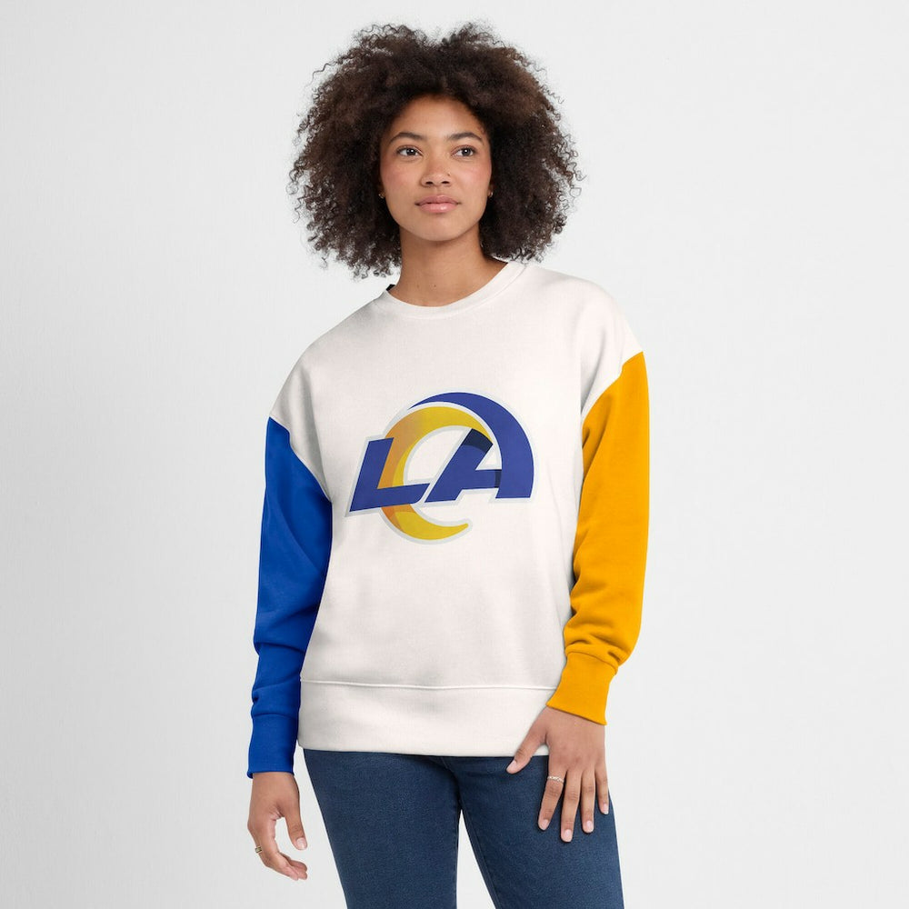 Los Angeles Rams Women's Colorblock Primary Logo Pullover Sweatshirt White - Fanatics