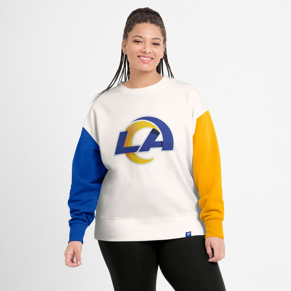 Los Angeles Rams Women's Colorblock Primary Logo Pullover Sweatshirt White - Fanatics