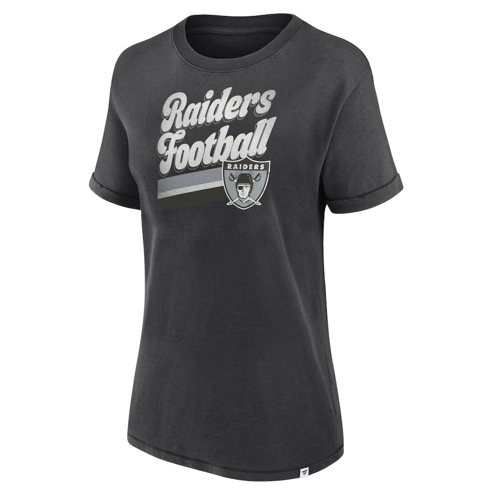 Las Vegas Raiders Women's Hit Snow Washed T-Shirt Charcoal - Fanatics
