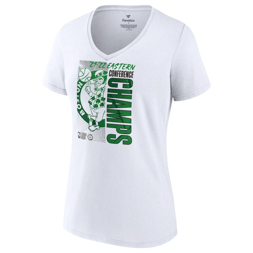 Fanatics - Boston Celtics Women's 2022 Eastern Conference Champions Locker Room V-Neck T-Shirt - White