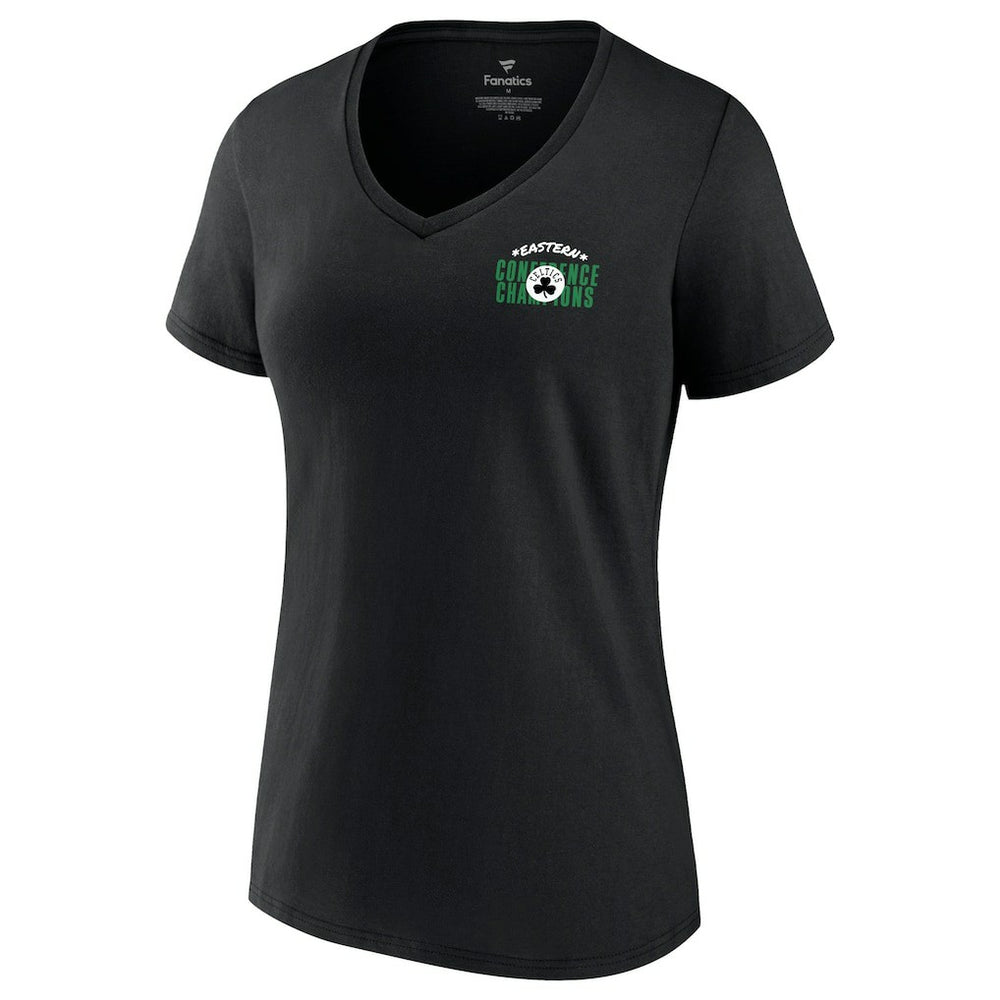 Fanatics - Boston Celtics Women's 2022 Eastern Conference Champions Balanced Attack Roster V-Neck T-Shirt - Black