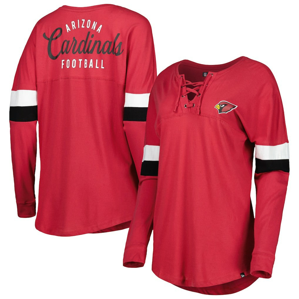 Arizona Cardinals New Era Women's Athletic Varsity Lace-Up Lightweight Long Sleeve T-Shirt Cardinal - NFL