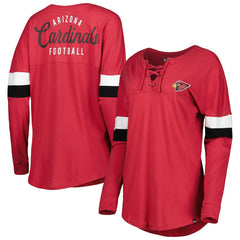 Arizona Cardinals New Era Women's Athletic Varsity Lace-Up Lightweight Long Sleeve T-Shirt Cardinal - NFL
