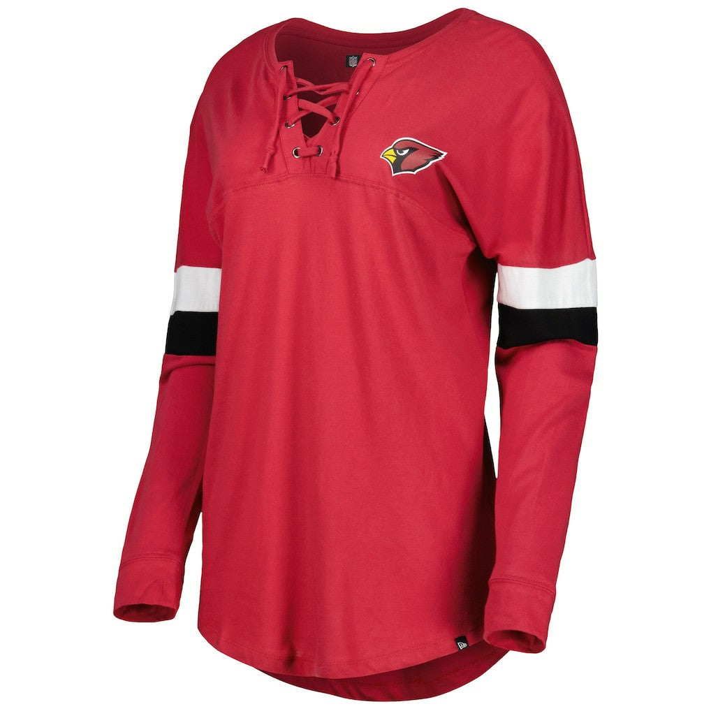Arizona Cardinals New Era Women's Athletic Varsity Lace-Up Lightweight Long Sleeve T-Shirt Cardinal - NFL