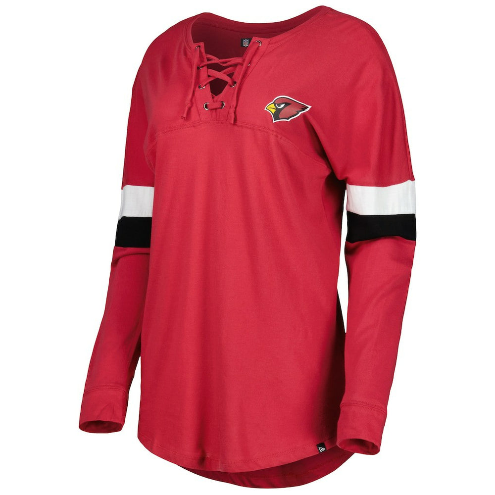 Arizona Cardinals New Era Women's Athletic Varsity Lace-Up Lightweight Long Sleeve T-Shirt Cardinal - NFL