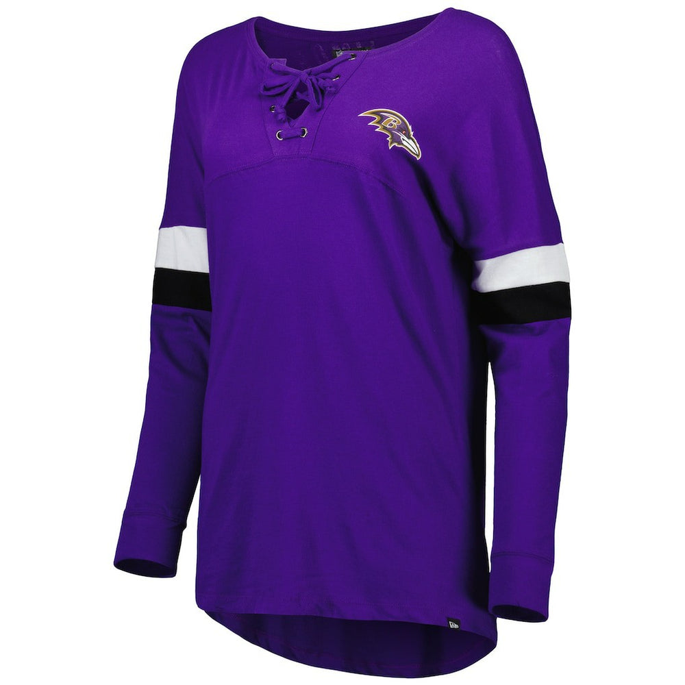 Baltimore Ravens New Era Women's Athletic Varsity Lace-Up Lightweight Long Sleeve T-Shirt Purple - NFL