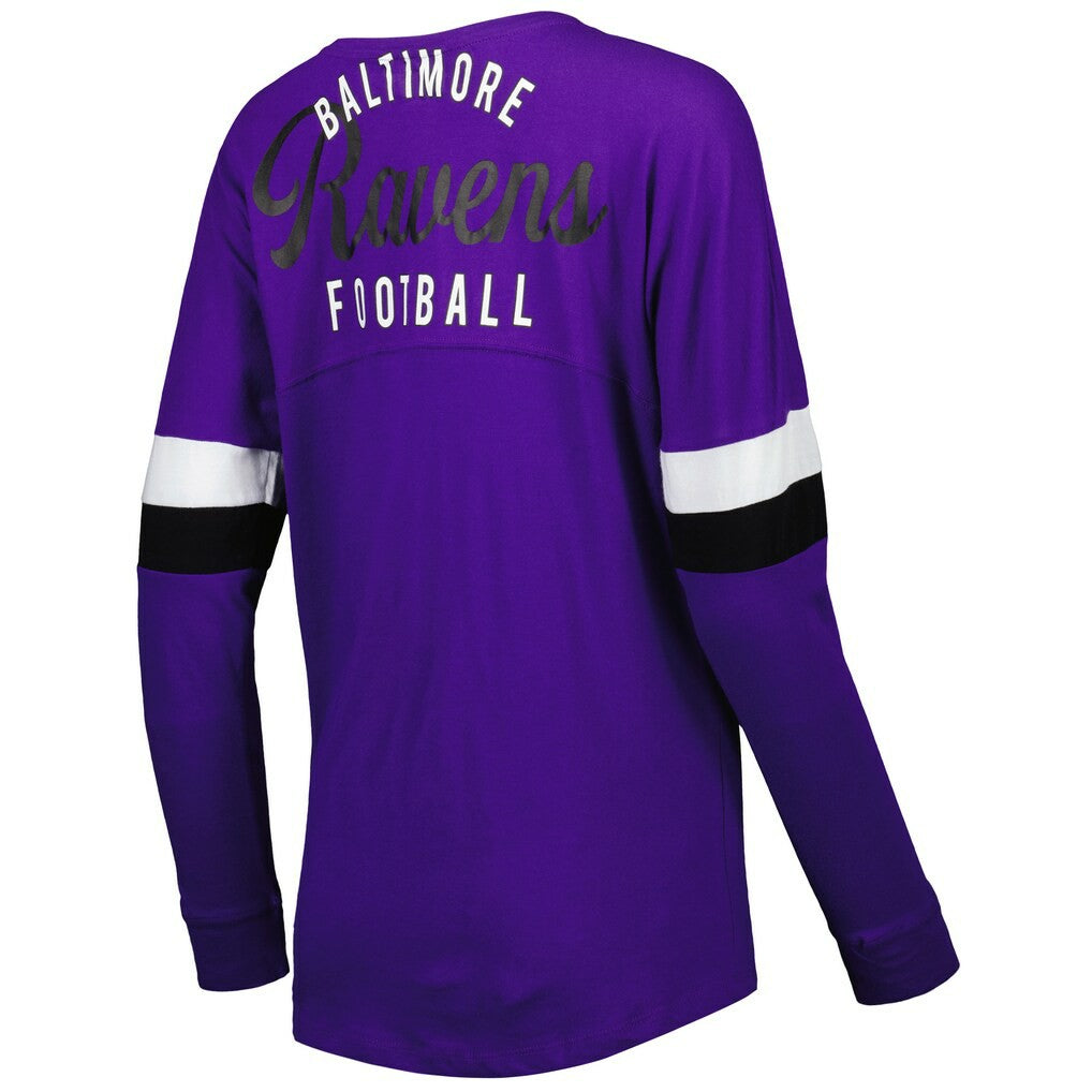 Baltimore Ravens New Era Women's Athletic Varsity Lace-Up Lightweight Long Sleeve T-Shirt Purple - NFL