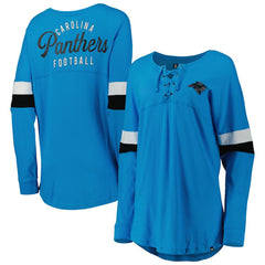 Carolina Panthers New Era Women's Athletic Varsity Lace-Up Lightweight Long Sleeve T-Shirt Blue - NFL